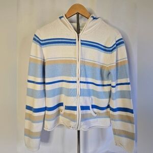 Sonoma Life + Style Women’s Hooded Zip-Up Sweater – Striped Size M